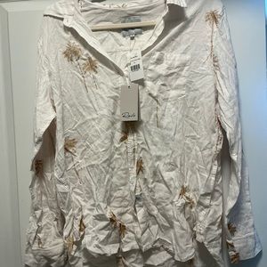 Charli rails linen button down Gold Palm Trees NWT